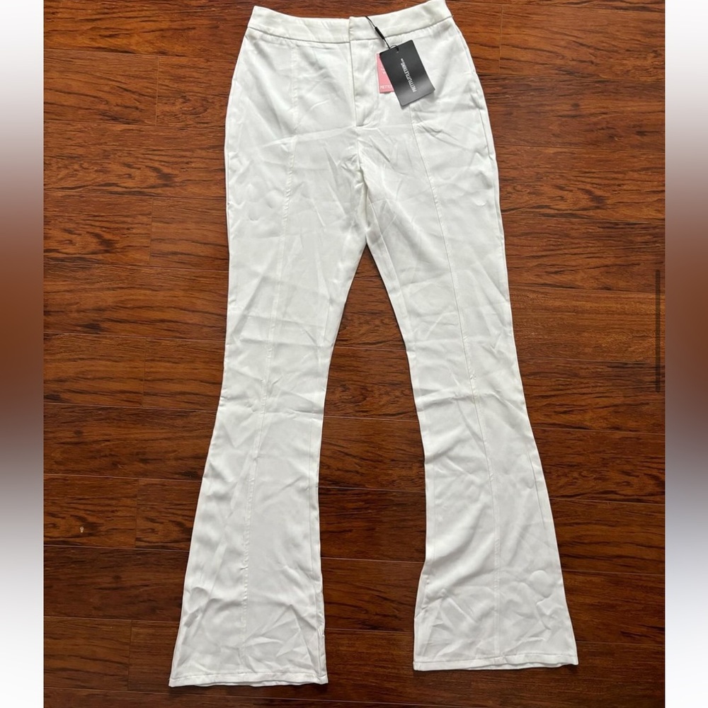 Brand New Pretty Little Thing White Flare Trousers